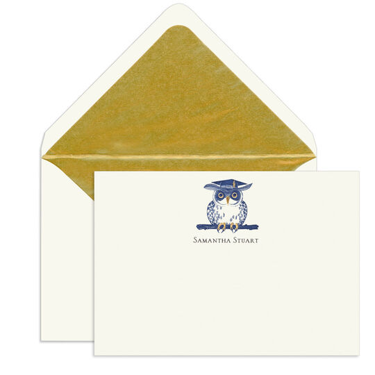 Wise Owl Engraved Motif Flat Note Cards
